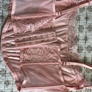 Victoria's Secret Pink Lace Bustier with Hook-and-Eye Front